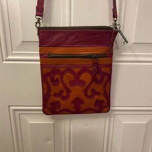 Stylish Pink and Orange Crossbody Bag Leaders Leather